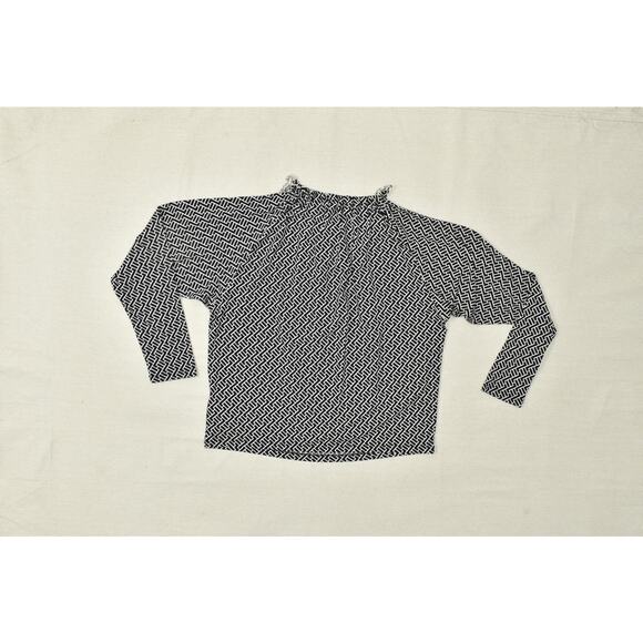 MICHAEL Michael Kors Black & White Geometric Top Regular Size L Open Shoulder - Picture 7 of 8